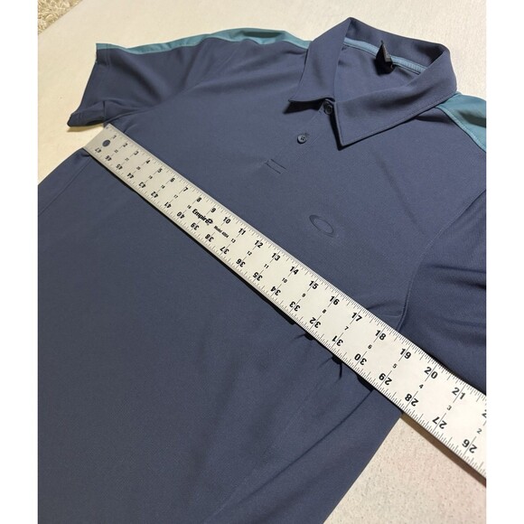 Oakley Men's Medium Short Sleeve Golf Polo Shirt Blue Athletic Gym Casual Y2K - Picture 5 of 9